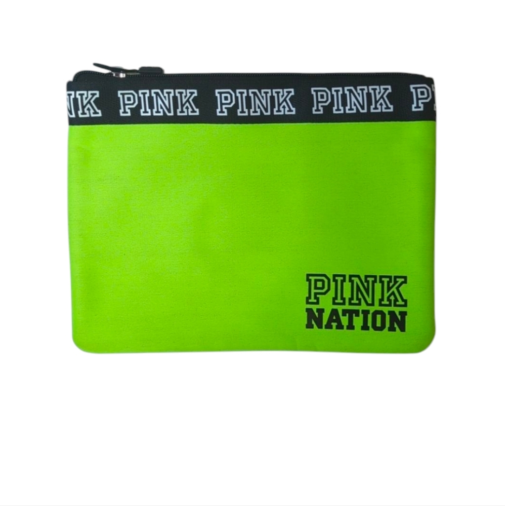 PINK Victoria's Secret Neon Green Zippered Swimsuit Bag